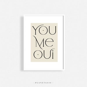 You Me Oui Love Art Print Couple Poster Love Quote French Word Wall Art Minimalist Wall Art Decorative Quote Print Anniversary Gift