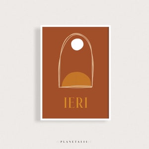 Ieri Italian Art Print Yesterday Italian Word Poster Modernist Italian Language Wall Art Beige Yellow Terracotta Abstract Geometric Art