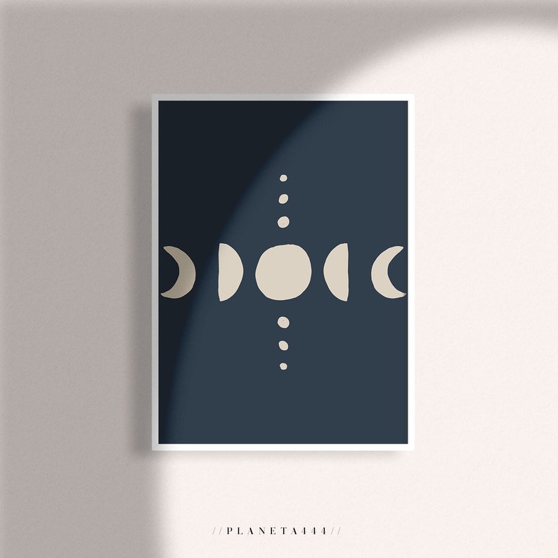 Moon Phases Art Print Boho Wall Art Lunar Cycle Drawing Poster Bohemian ...