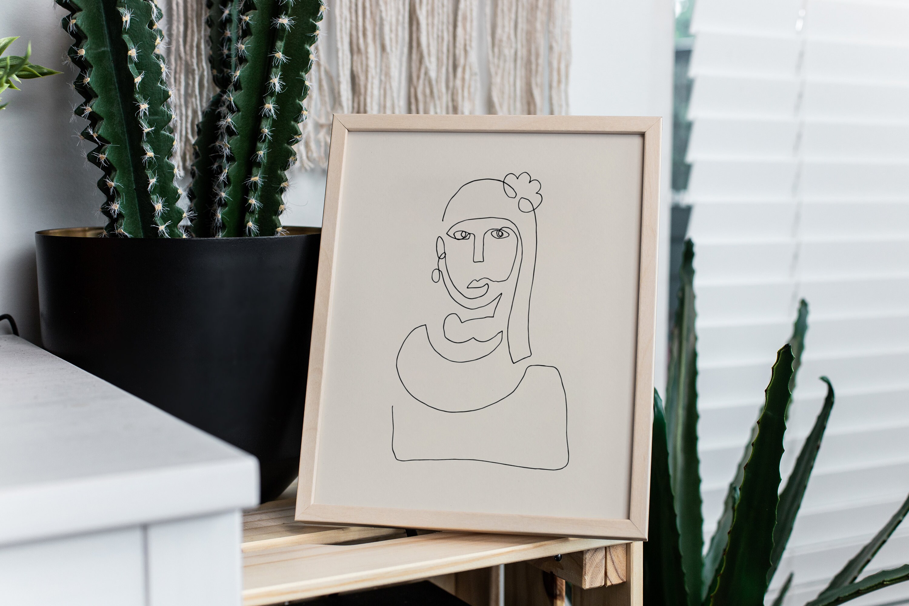 Picasso Style Female Art Print Line Art Woman Bust Wall Art Modern ...