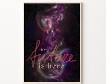 De toekomst is hier Universe Art Print Universe Galaxy Nebula Wall Art Space Stars Planets Poster Art Print Kosmisch Paars Multiversum Artwork
