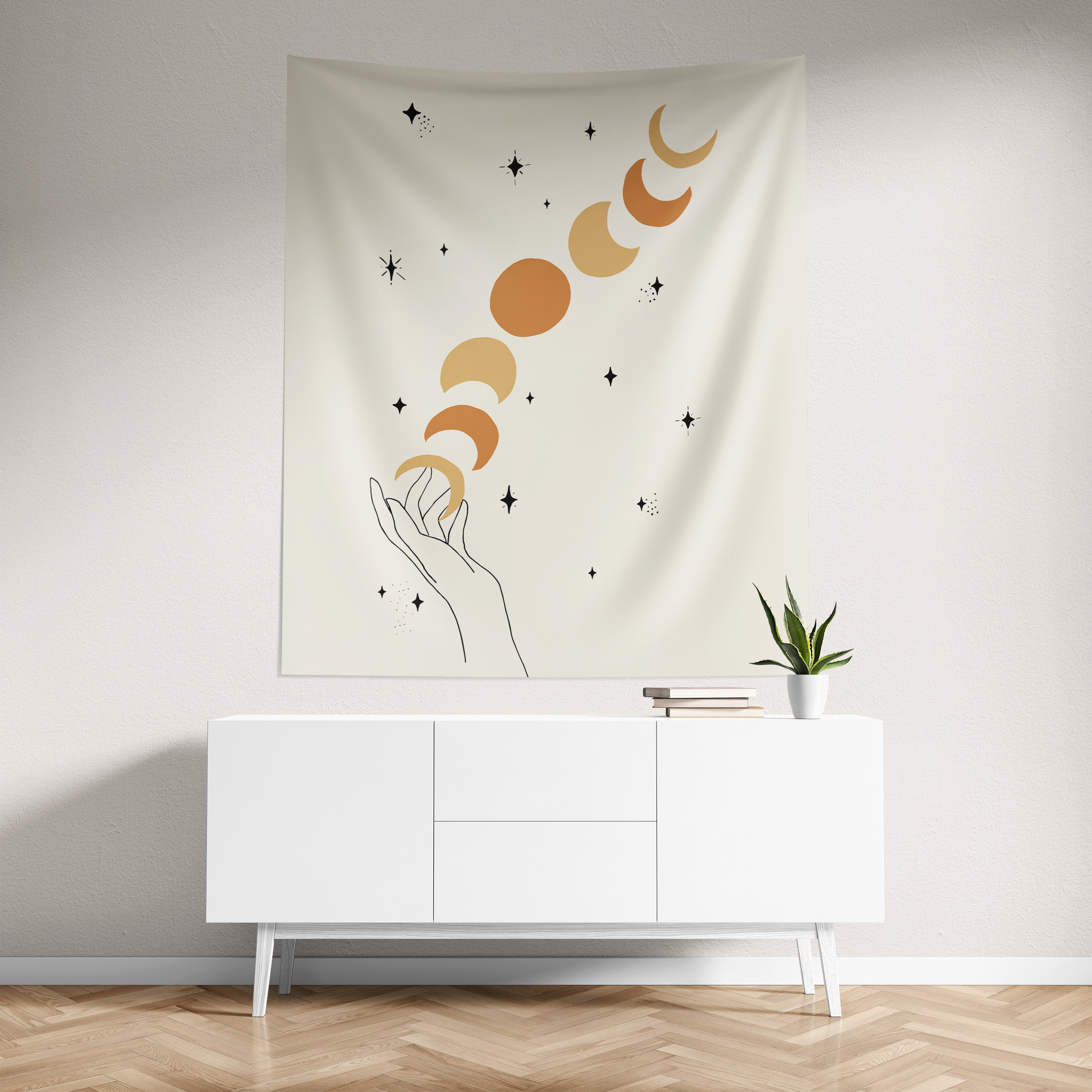 Moon Phases Tapestry Wall Hanging Fabric Celestial Boho Wall Lunar ...