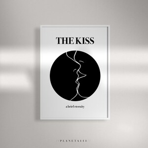The Kiss Brief Eternity Art Print Love Couple Wall Art Lovers Lips Drawing Circle Geometric Abstract Artwork Modern Minimalistic Print