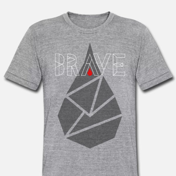 BRAVE Blood Drop Shadow Men's Bleeding Disorders Awareness T-Shirt
