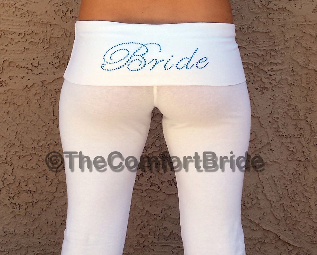 Bride Pants. Something Blue . Bride Yoga Pants . Bride Fold - Etsy