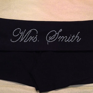Custom Mrs. Last Name Black Fold Over Short Shorts . Custom Bridal Shorts. Custom New Mrs. Last Shorts . BRIDE WHITE SHORTS