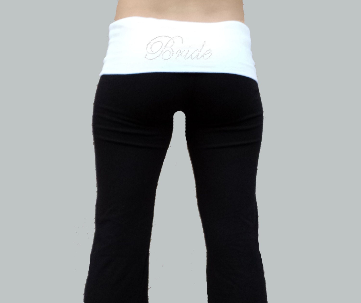 Onyx Fold Over Waist Yoga Pants/high Waisted Black Yoga Pants