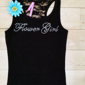 Flower Girl Tank Top. De Tank van het Meisje van de bloem. Flower Girl Shirt. Aangepaste bloem meisje strass kant tank. Flower Girl cadeau.