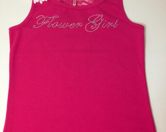 Flower Girl Tank . Flower Girl Shirt . Custom Flower Girl Rhinestone Lace Tank . Flower Girl gift