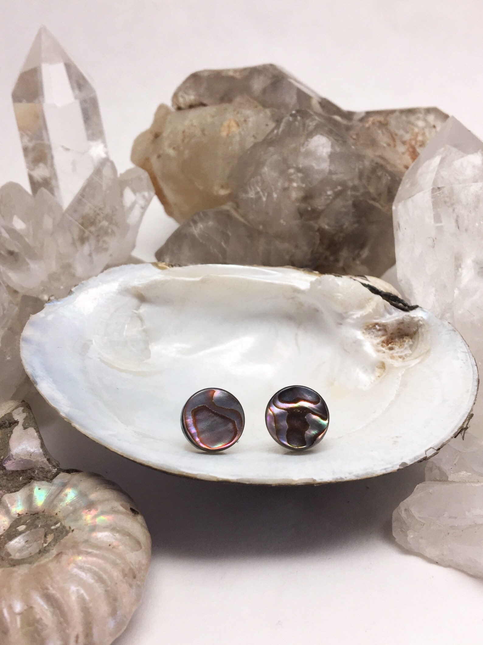 Abalone Shell Stud Earrings Beautiful Natural Iridescence | Etsy