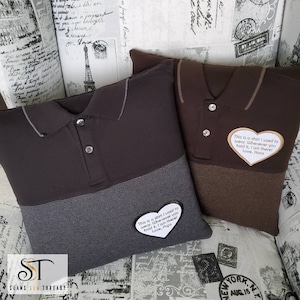 Memory Pillow Button-Down Shirt - Pillow with zipper - Handmade Keepsake from shirts - Bereavement, Grief, Memorial Gift for Loved One