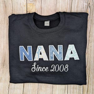 MAMA Memory Applique Sweatshirt - Embroidered with upcycled pre-loved baby clothes, Gift for Mom, Personalized Mama Shirt