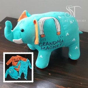 Keepsake Elephant - Memory Bear/ Personalized Stuffed Animal - Handmade from baby onesies, pajamas, deceased loved one&#39;s clothing - Memorial