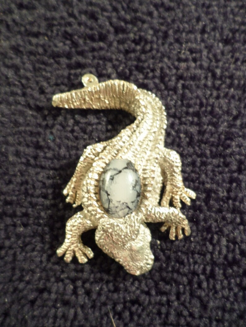 New.{ Glass casting Alligator } pendant