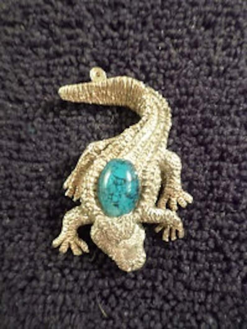 New.{ Glass casting Alligator } pendant