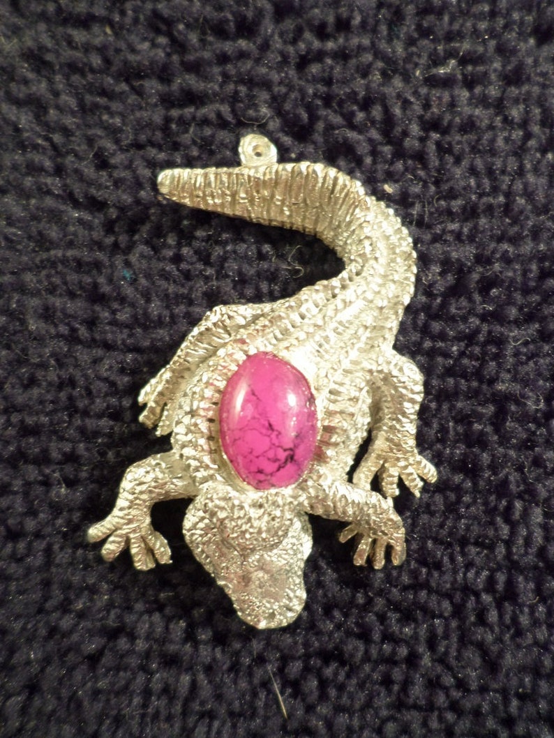 New.{ Glass casting Alligator } pendant