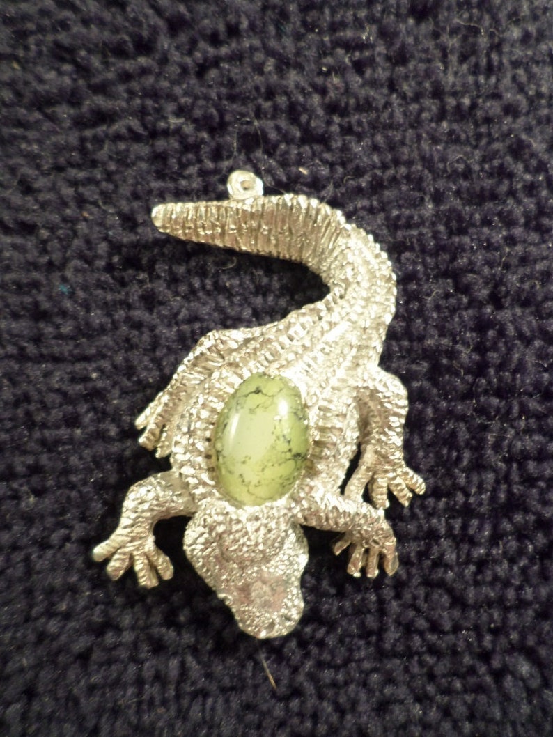 New.{ Glass casting Alligator } pendant