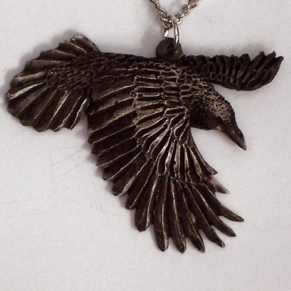 Raven.......New Design Hand Carved in fine Blacken Pewter.....