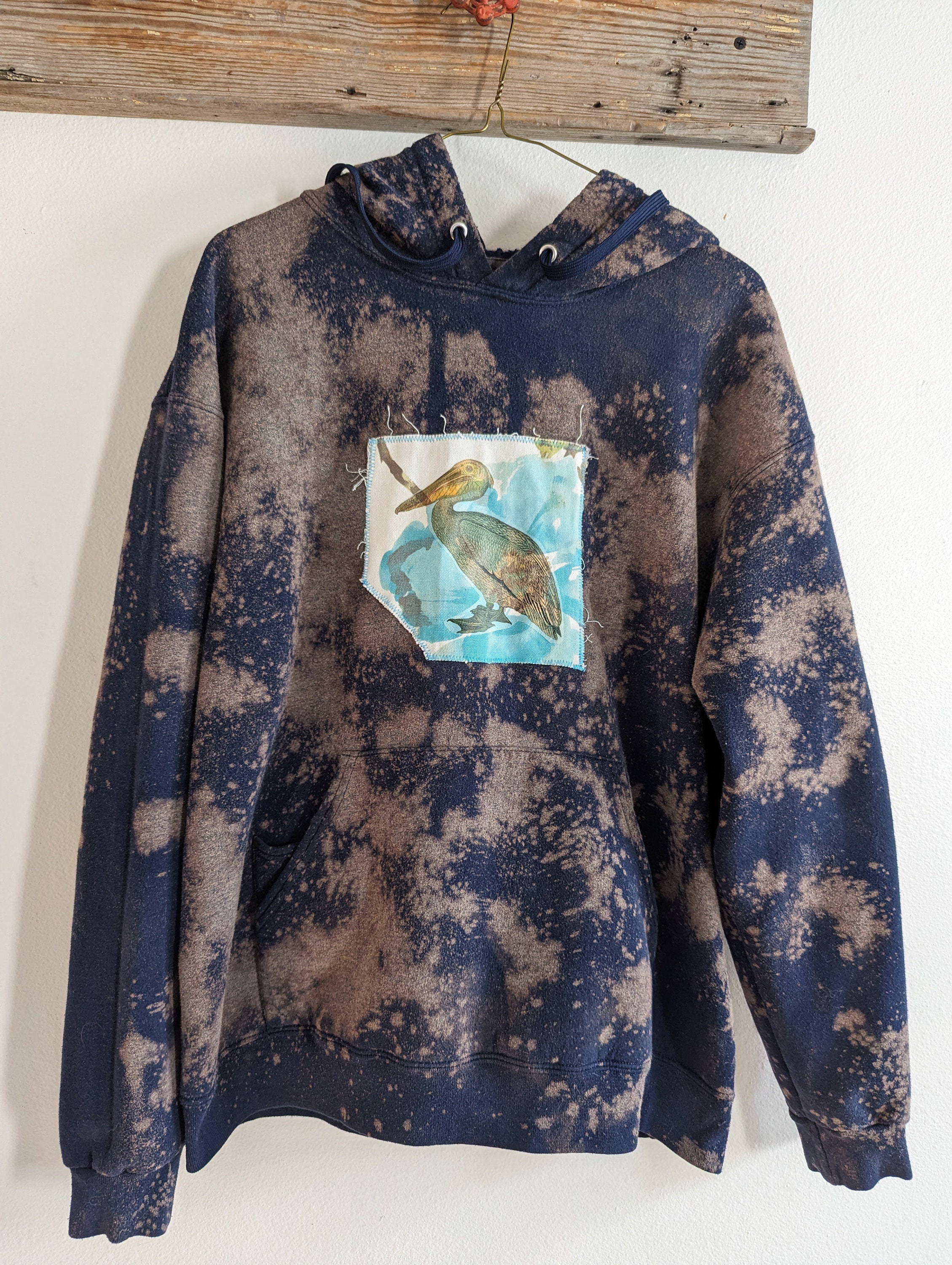 Bleached navy blue hoodie hotsell
