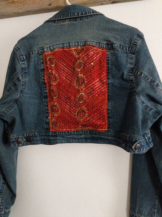 cropped denim jacket size 18