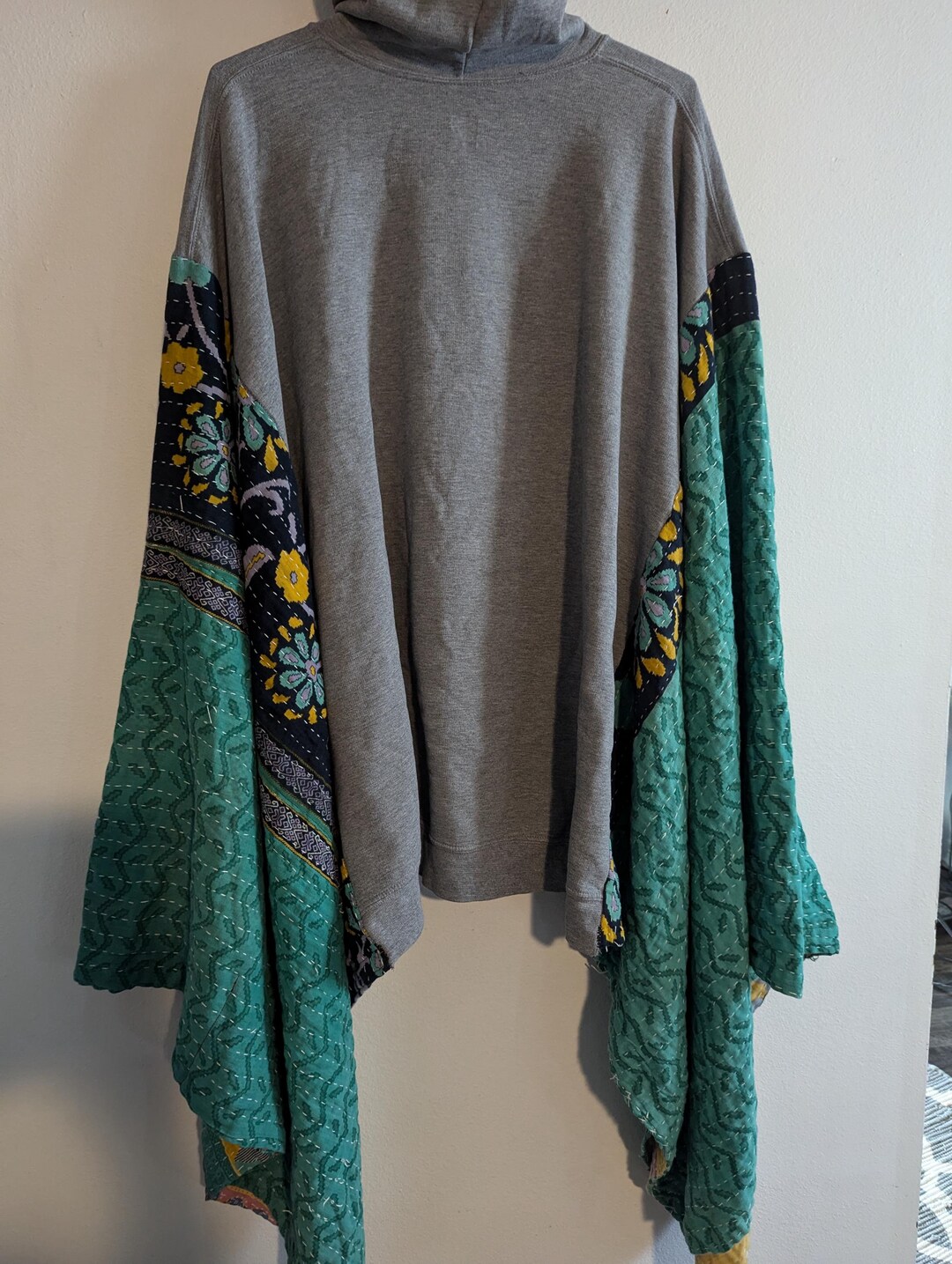 All Shook Elvis Upcycled Kantha Poncho One Size Fits a Small to Large