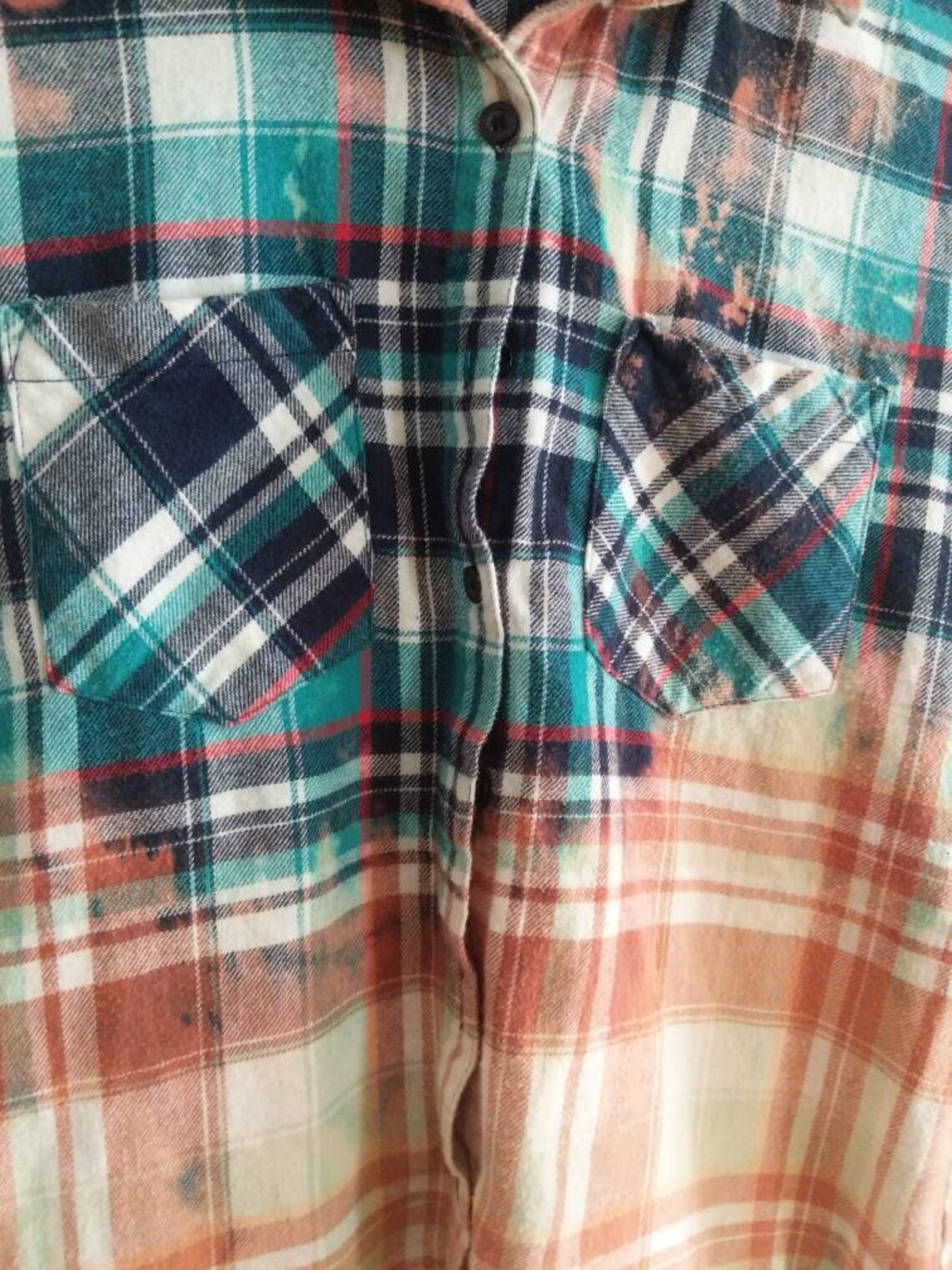 Bleach Distressed Flannel Shirt Women's Size Small | Etsy
