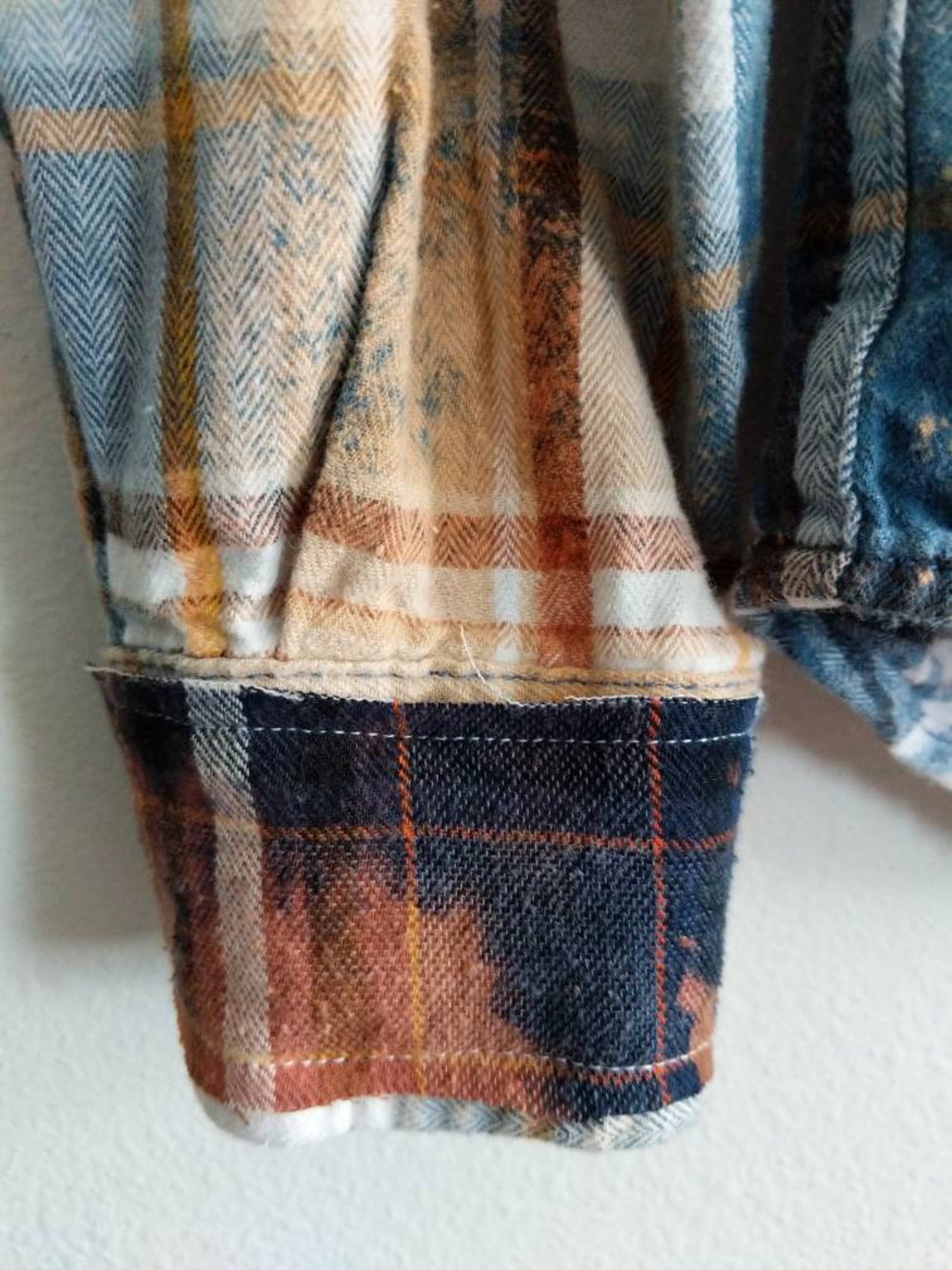 Bleach Dyed Flannel Vintage Quilt Block Men's Size Medium | Etsy
