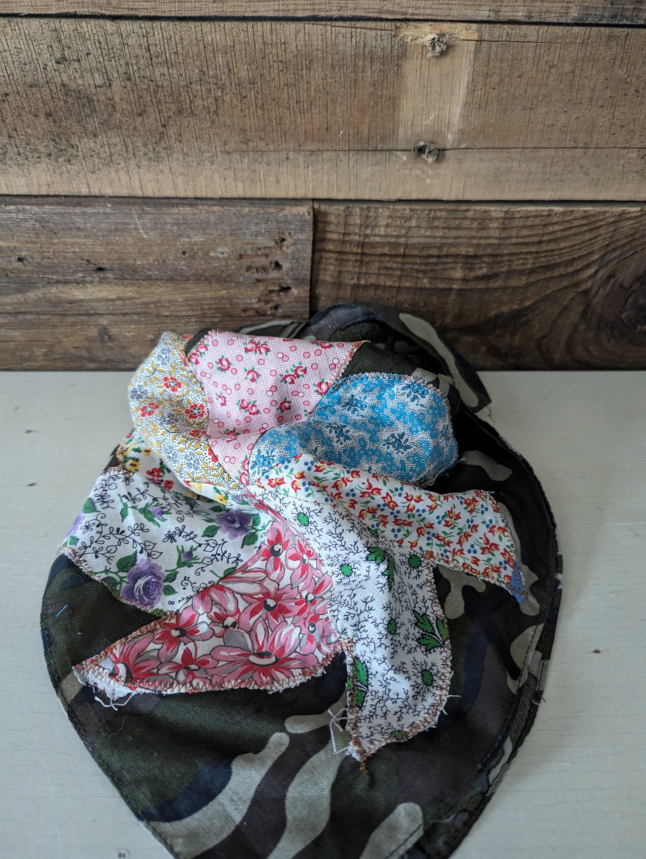Bleached and distressed bandana boho Upcycled bandana