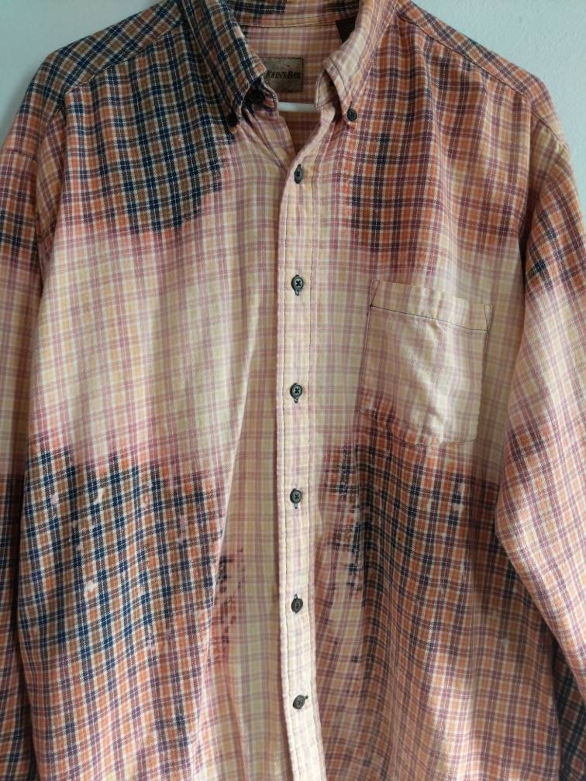 Bleached Flannel Shirt Men's Size Large Flannel Patch Etsy