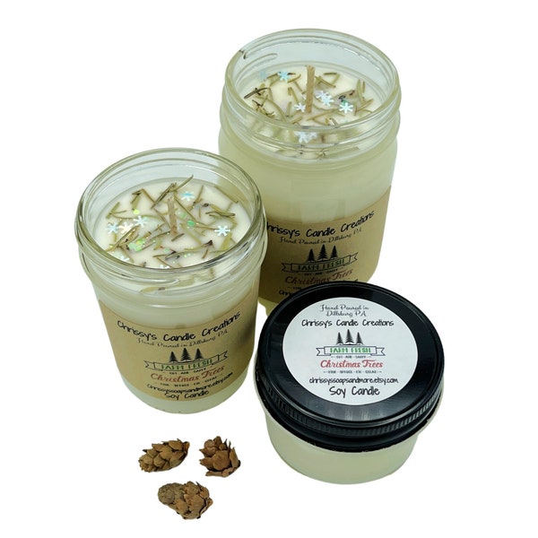 Farm fresh Christmas Tree Soy Candles handmade - Christmas Candle - Holiday Scent - Vegan - Soy Wax - Farmhouse decor - Hand Poured