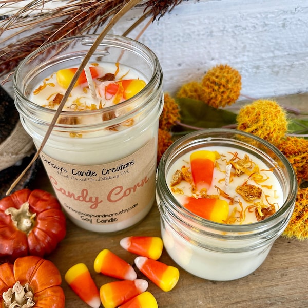 Candy Corn Soy Candles handmade - Fall Candle - Fall Scent - Halloween Candle - Vegan - Soy Wax - Farmhouse decor