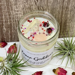 Inner Goddess Soy Crystal Candle - Aphrodite Candle - Spell Candle - Ritual Candle - Mindfulness Gift - Intention Candle - Valentines gift