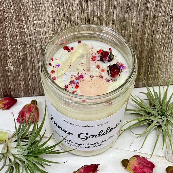 Inner Goddess Soy Crystal Candle - Aphrodite Candle - Spell Candle - Ritual Candle - Mindfulness Gift - Intention Candle - Valentines gift