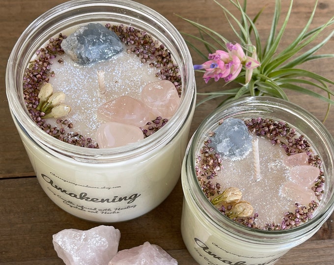 Awakening Crystal Candles - Soy Candle - Handmade Energy Candles - Crystal Infused - Intention Candle - Healing Crystals