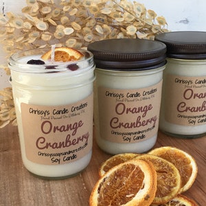 Orange Cranberry Soy Candles handmade - Fall Candles - Thanksgiving Table Decor - Christmas Candle - Soy Wax - Farmhouse decor