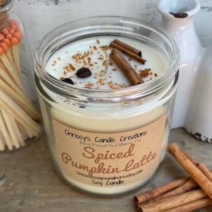 Spiced Pumpkin Latte Candle: Handmade Soy Wax, Fall Scent