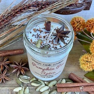 Pumpkin Pie Spice Soy Candles handmade - Fall Candle - Dessert Candle - Pumpkin Candle - Thanksgiving Candle - Soy Wax - Farmhouse decor