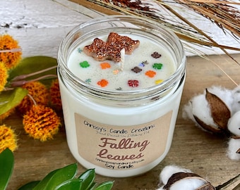 Falling Leaves Soy Candles handmade - Fall Scent - Autumn Candle - Winter Candle - Soy Wax - Farmhouse decor - Fall Decor