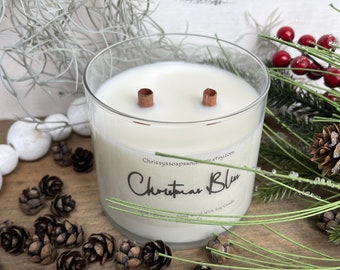 Christmas Bliss Soy Candles handmade - Wood Wick Candle - Holiday Candle - Vegan Candle - Scented Soy Candle - Wooden Wick