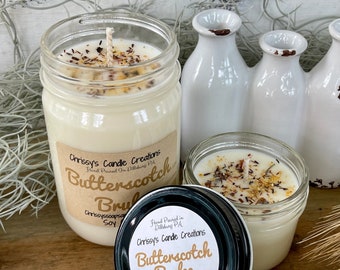 Butterscotch Brulee Soy Candles handmade - Candy Candle - Food Candle - Fall Candle - Vegan - Soy Wax - Farmhouse decor - Decorated Candle