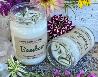 Bamboo Soy Candles handmade - Summer Scent - Fresh Scent - Clean Scent - Decorated Candle - Scented Candle - Vegan - Farmhouse decor