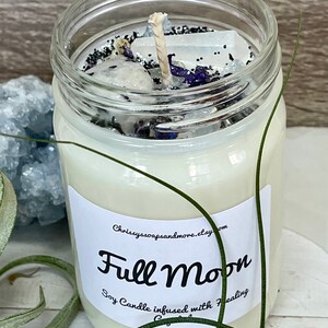 Full Moon Crystal Candle Ritual Candle Manifestation Candle Intention Candle Spell Candle Healing Crystals and Stones image 2