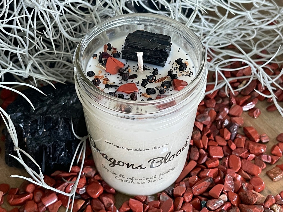 Dragons Blood Crystal Candle - Soy Candle - Grounding Candle ...