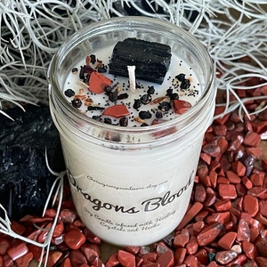 Dragons Blood Crystal Candle - Soy Candle - Grounding Candle - Protection Candle - Spell Candle - Ritual Candle
