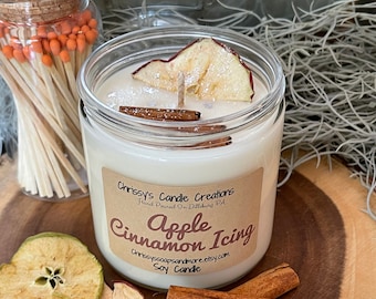 Apple Cinnamon Icing Soy Candle: Handmade Fall Decor