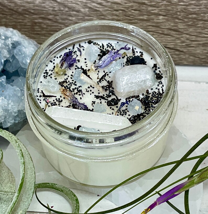 Full Moon Crystal Candle Ritual Candle Manifestation Candle Intention Candle Spell Candle Healing Crystals and Stones image 8