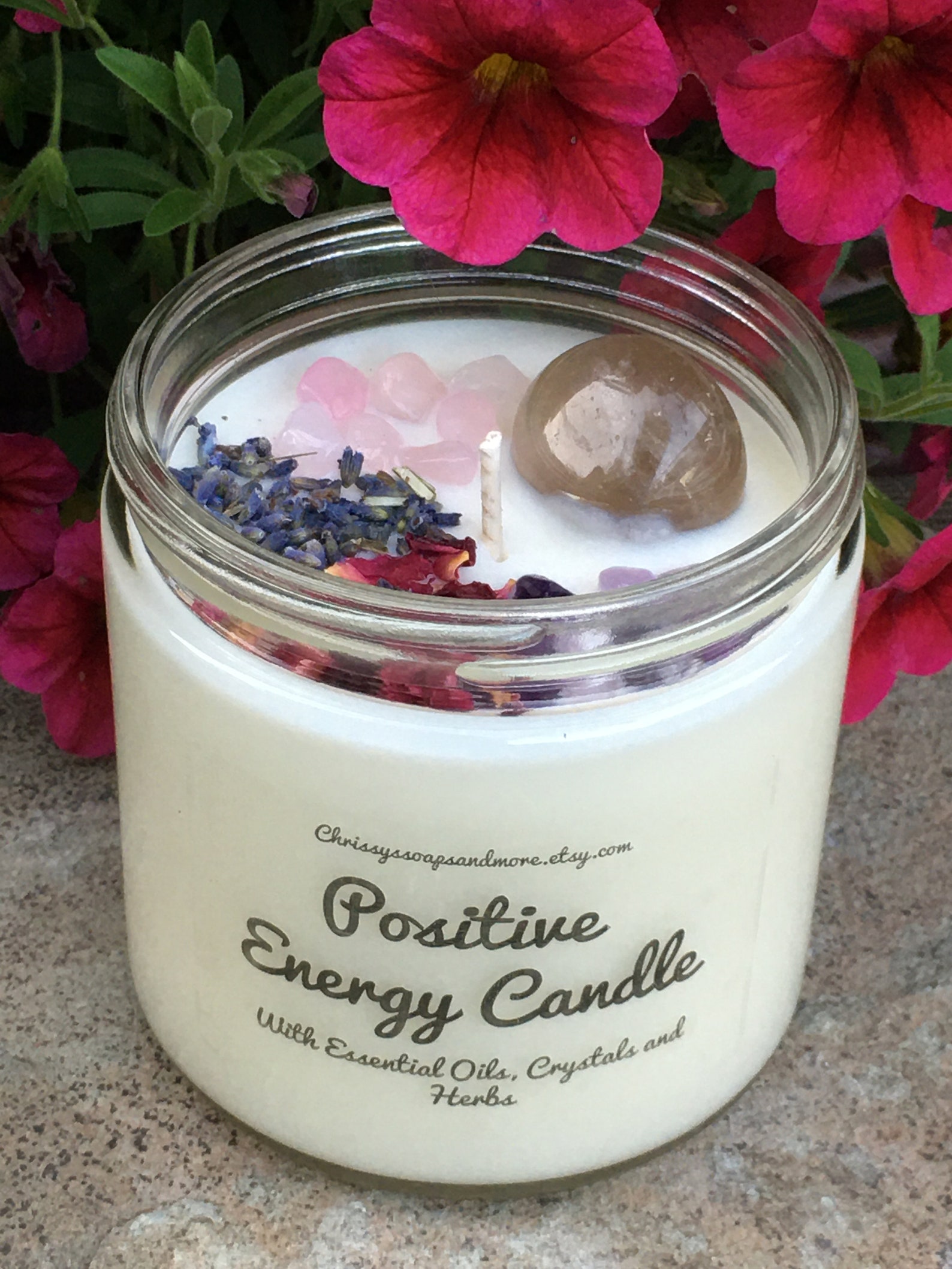 Positive Energy Candle 16oz Crystal Candle Aromatherapy Etsy