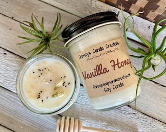 Vanilla Honey Soy Wax Candle: Farmhouse Fall Scent