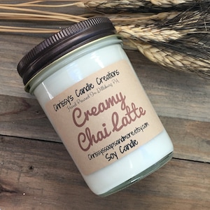 Creamy Chai Latte Soy Candles handmade - Fall Candle - Coffee Lover Gift - Vegan - Soy Wax - Farmhouse decor