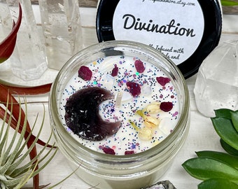 Divination Crystal Soy Candle - Ritual Candle - Intention Candle - Manifestation Candle - Spell Candle - Altar Candle